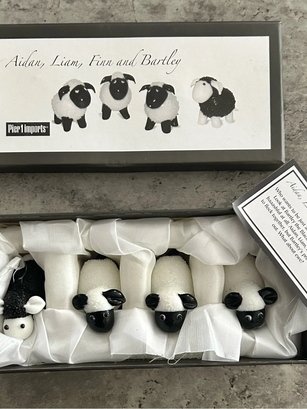 Pier 1 Black and White Sheep Figurine Trio - Cute Tabletop Accents